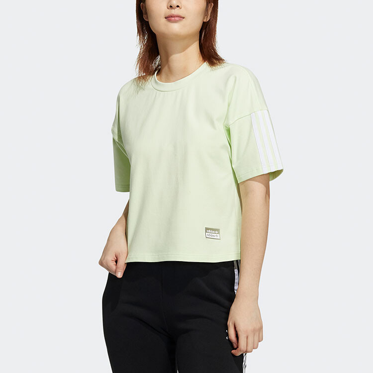 Укороченный топ женский бледно-розовый зеленый Adidas Originals — фото 2