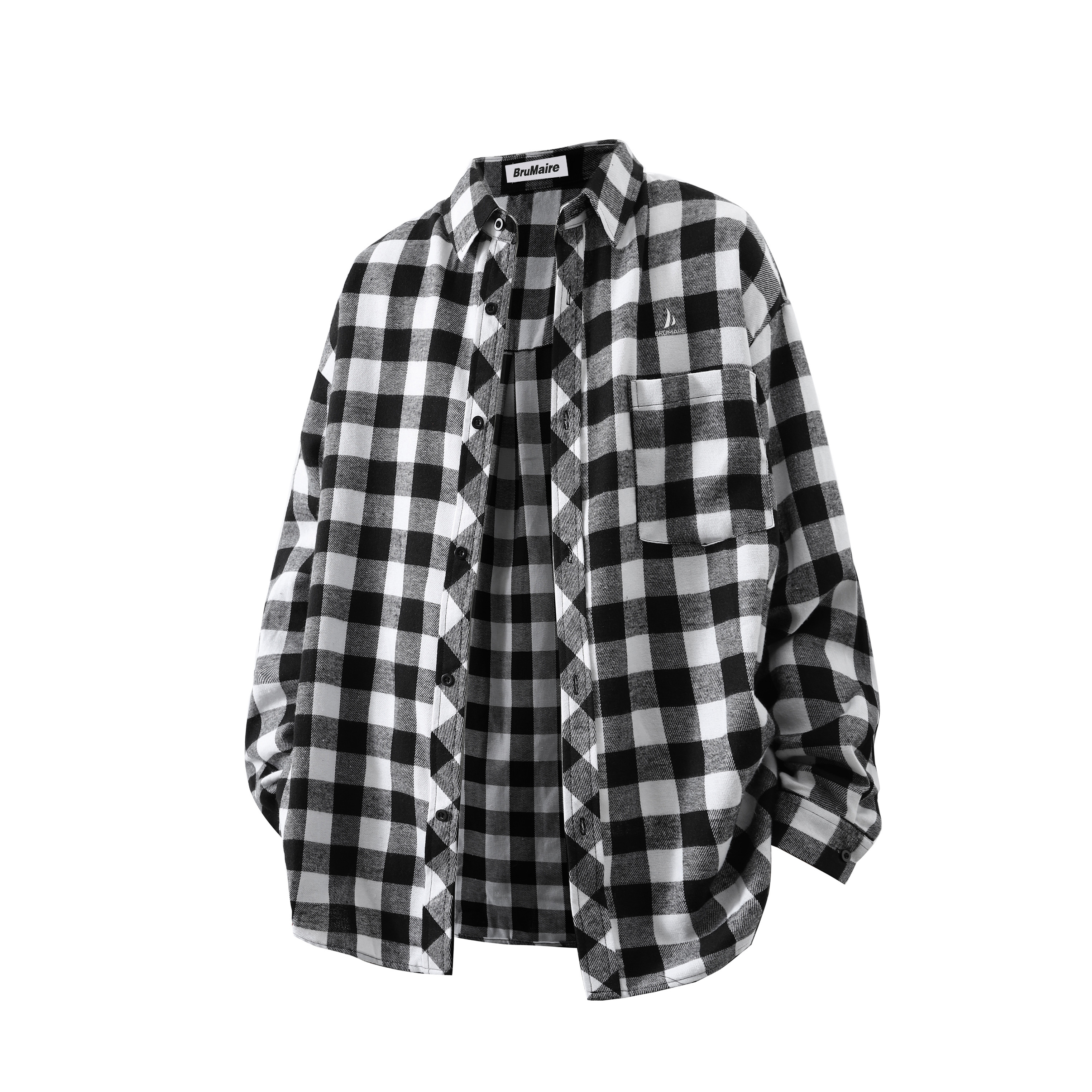 

Рубашка унисекс BRUMAIRE, Set (Blue Plaid Top+Black Pants)