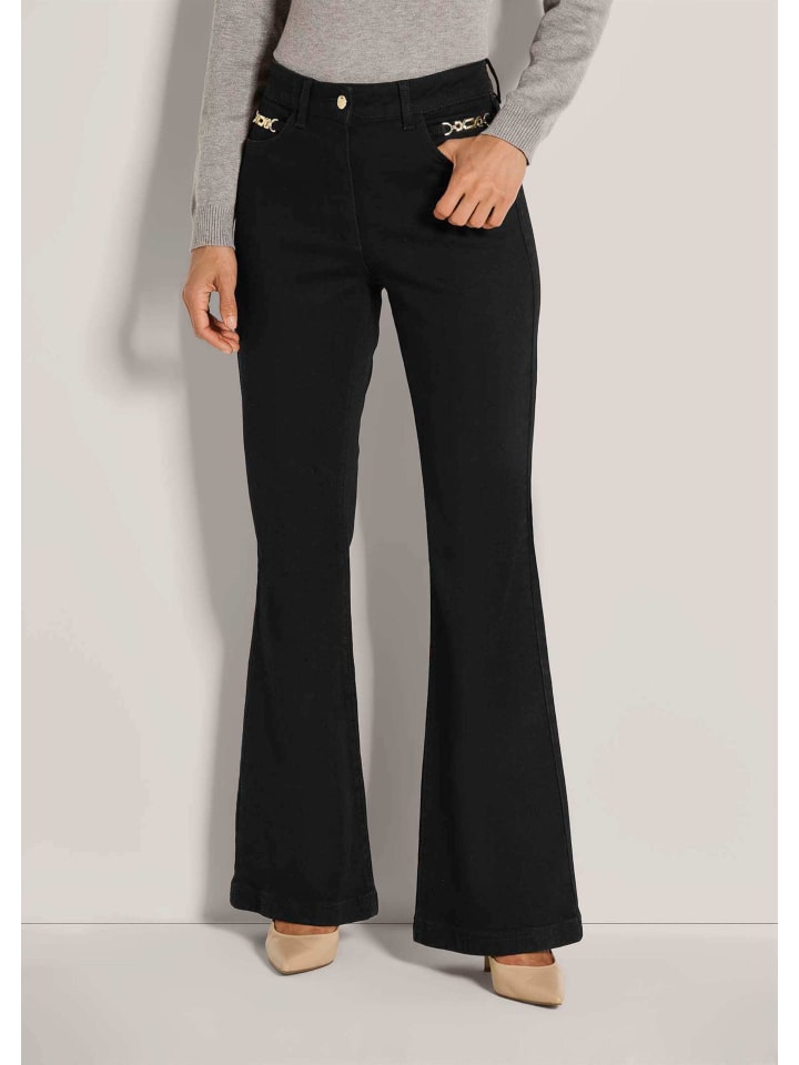 

MADELEINE Джинсы-клеш с цепочками, черные