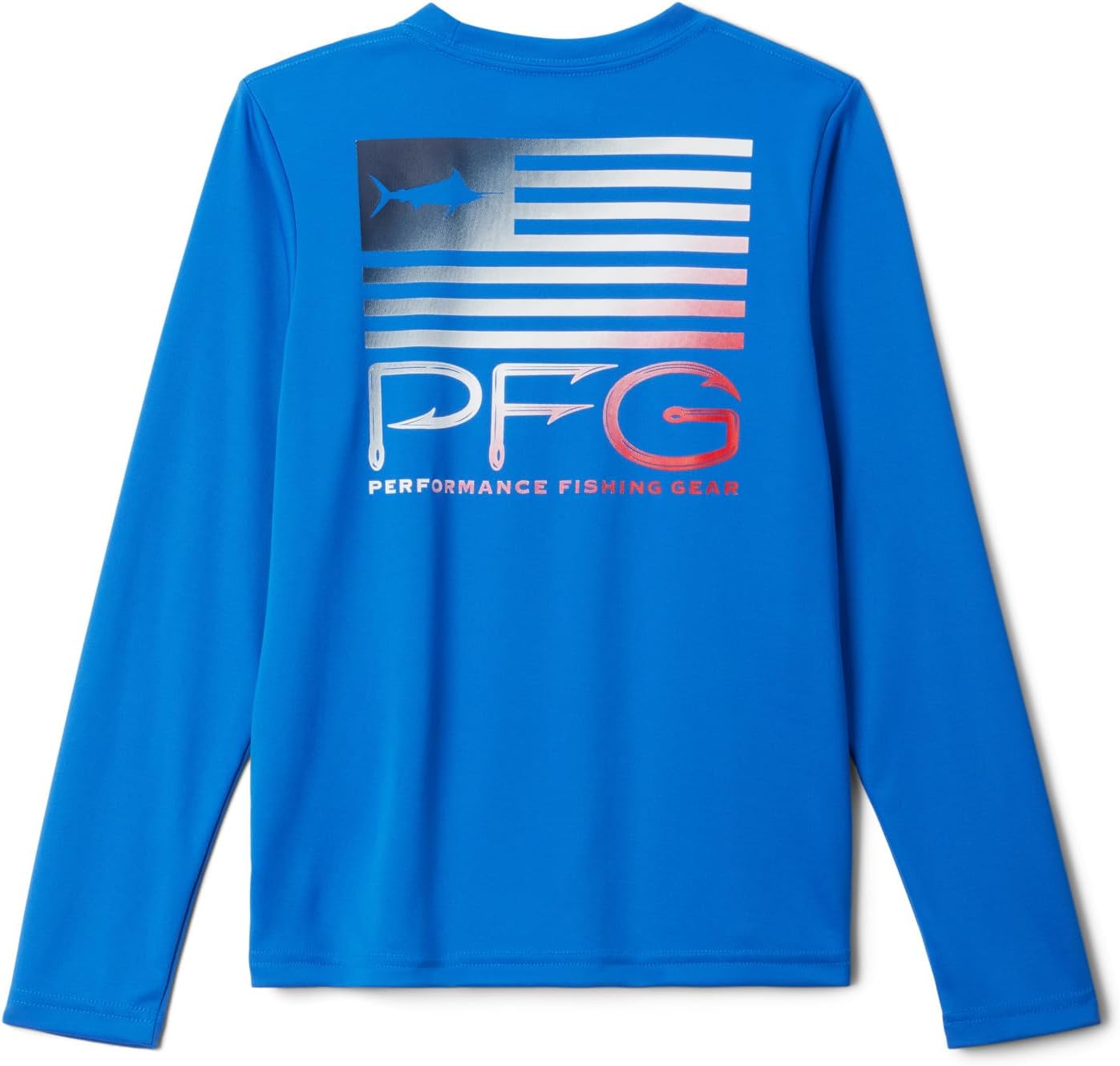 Футболка Columbia Boys Terminal Tackle PFG Bait Jumper Long Sleeve, Vivid Blue/Pfg Y Fish Star Fade Marlin — фото 2