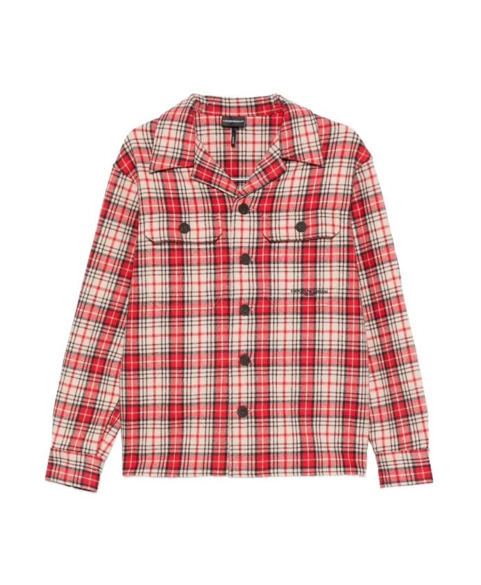 

Красная клетчатая рубашка с длинными рукавами Emporio Armani, мультиколор