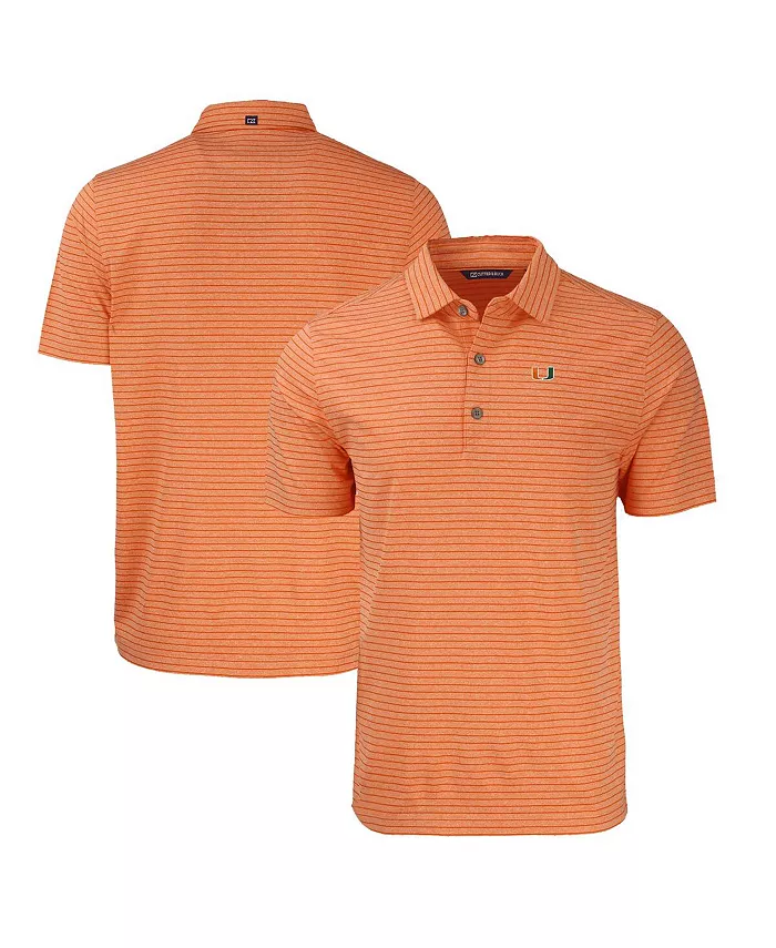 

Мужская поло Miami Hurricanes Forge Eco Heathered Stripe Stretch Cutter & Buck, оранжевый