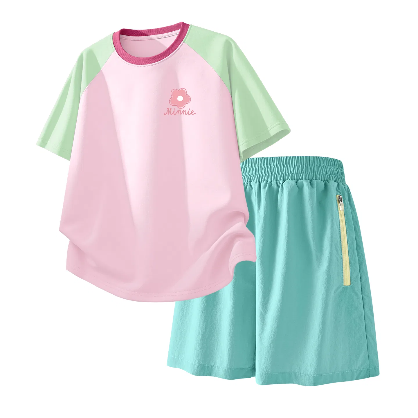 Детский спортивный костюм Casual Sportswear 2 Piece Set Disney, Di's Amazing Brown Yellow+Solid Color Mint Green — фото 4