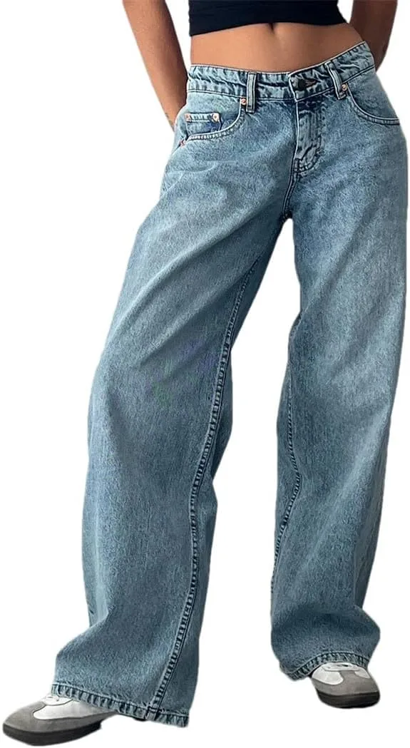

Женские джинсы Low Rise Baggy Straight Leg Boyfriend с карманом