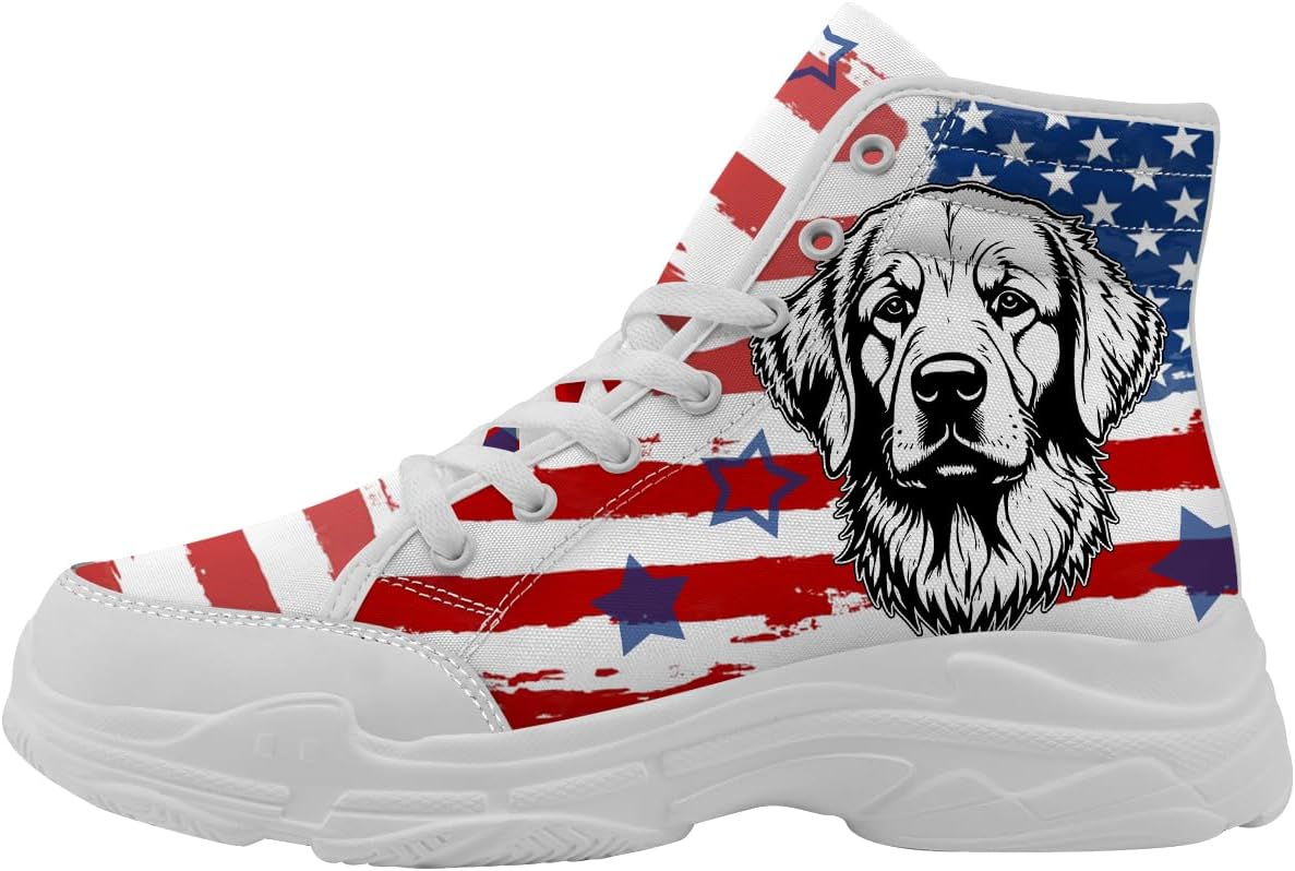 

Высокие кеды с американским флагом красного, белого и синего цвета для женщин, кроссовки на платформе с шнуровкой, подарки для нее и для него Generic