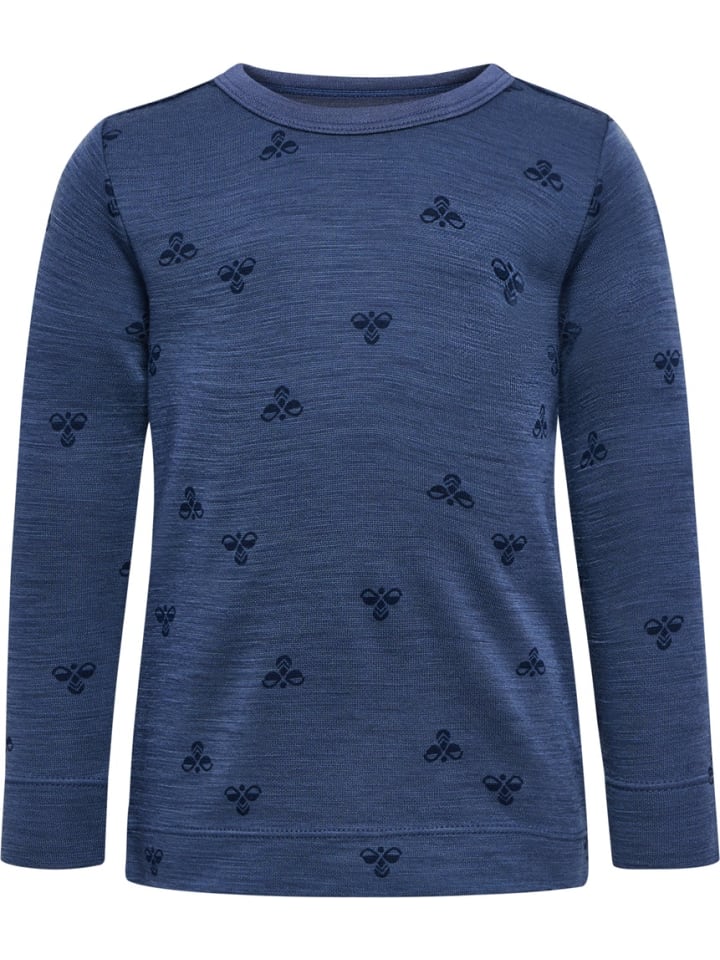 

Детская футболка с длинным рукавом "Mini Wool T-Shirt Longsleeve" синего цвета Hummel