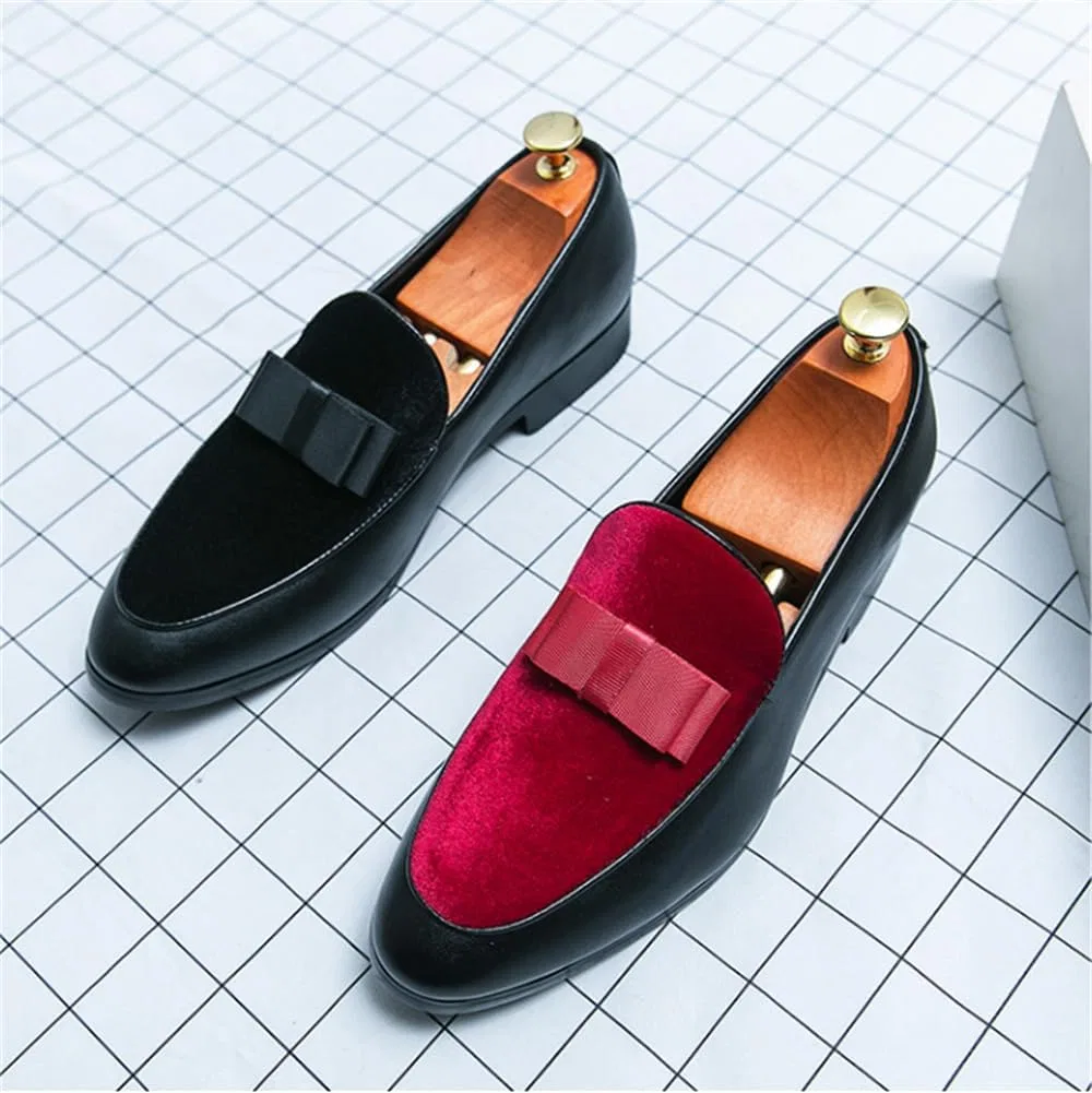 Лоферы мужские CHUUMEE Loafers Velvet Driving Shoes, черный/красный — фото 3