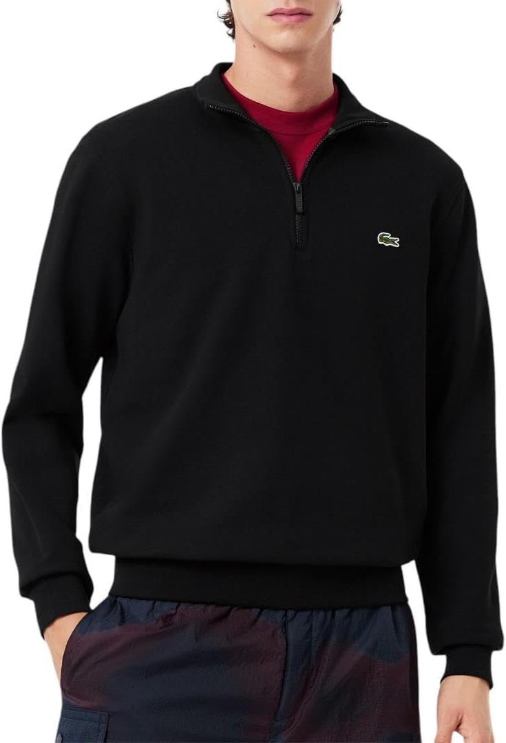

Lacoste мужской свитшот из основной коллекции, классический крой Regular Fit, с молнией и воротником-стойкой, Black