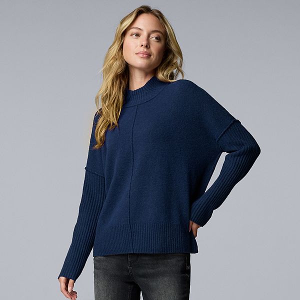 

Женский свитер с высоким воротником из смесового кашемира Simply Vera Vera Wang, Liberty Navy
