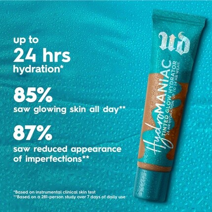 Urban Decay Stay Naked Hydromaniac Тональная основа с эффектом сияния, средняя степень покрытия, веганская формула, оттенок 80, 35 мл — фото 3