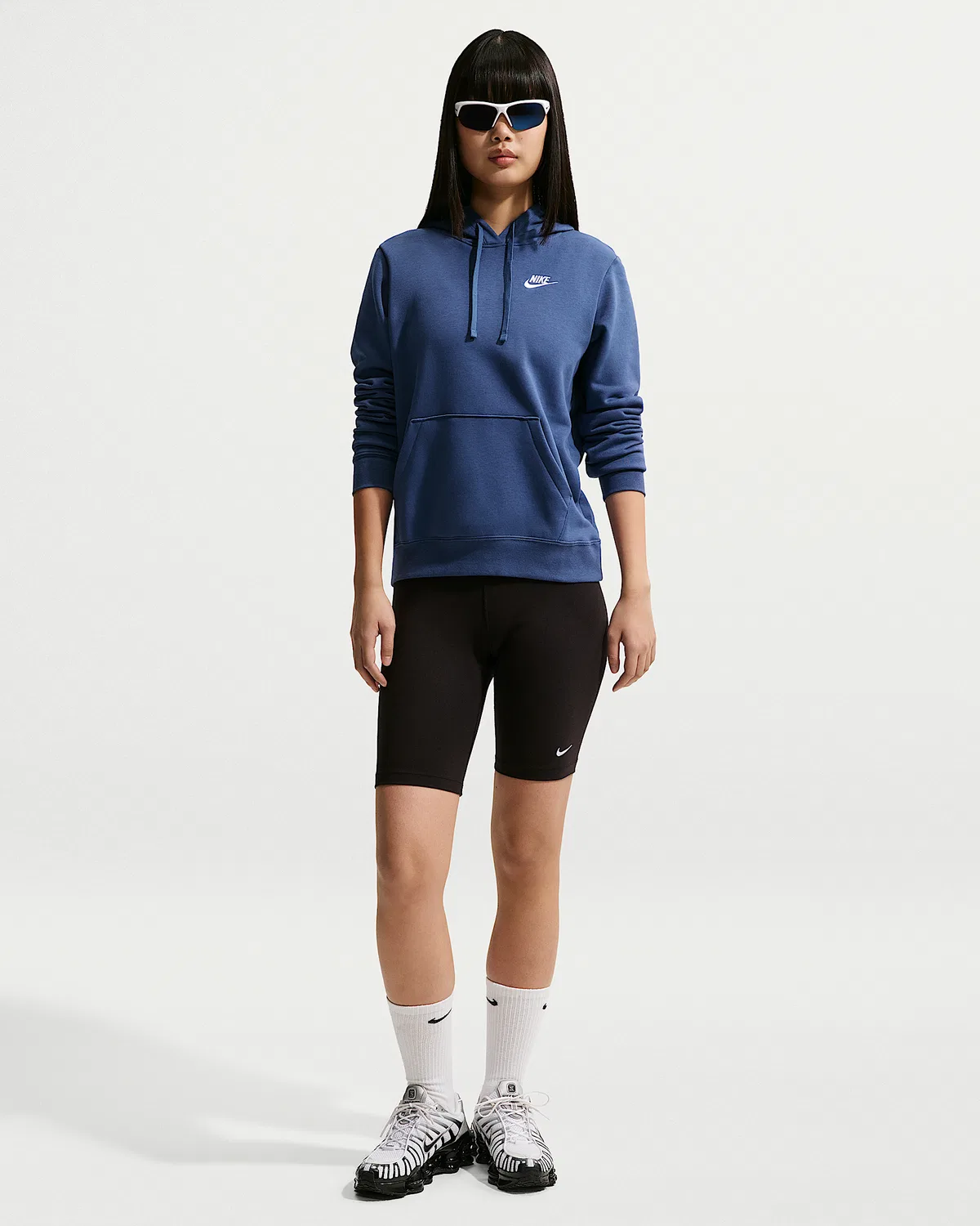 Женский худи-свитшот Nike Sportswear Club Fleece, Mystic Navy/White — фото 4