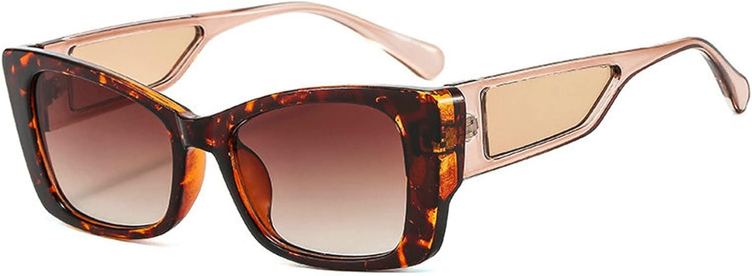 

COTIA Модные солнцезащитные очки «кошачий глаз» с разноцветными линзами для женщин, ретро-очки с двухцветной окраской для мужчин, градиентные солнцезащитные очки с защитой от УФ-излучения UV400, Leopard