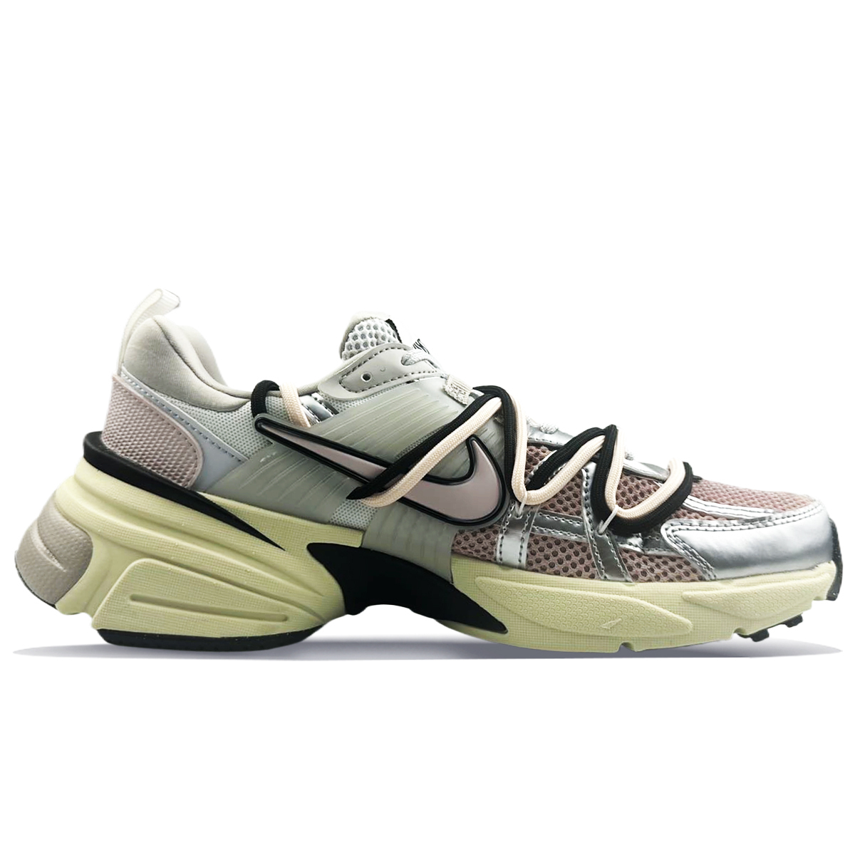 Nike V2K Беговые кроссовки с амортизацией противоскользящие и износостойкие низкие женские розово-серые светло-серые, цвет Light Gray — фото 3