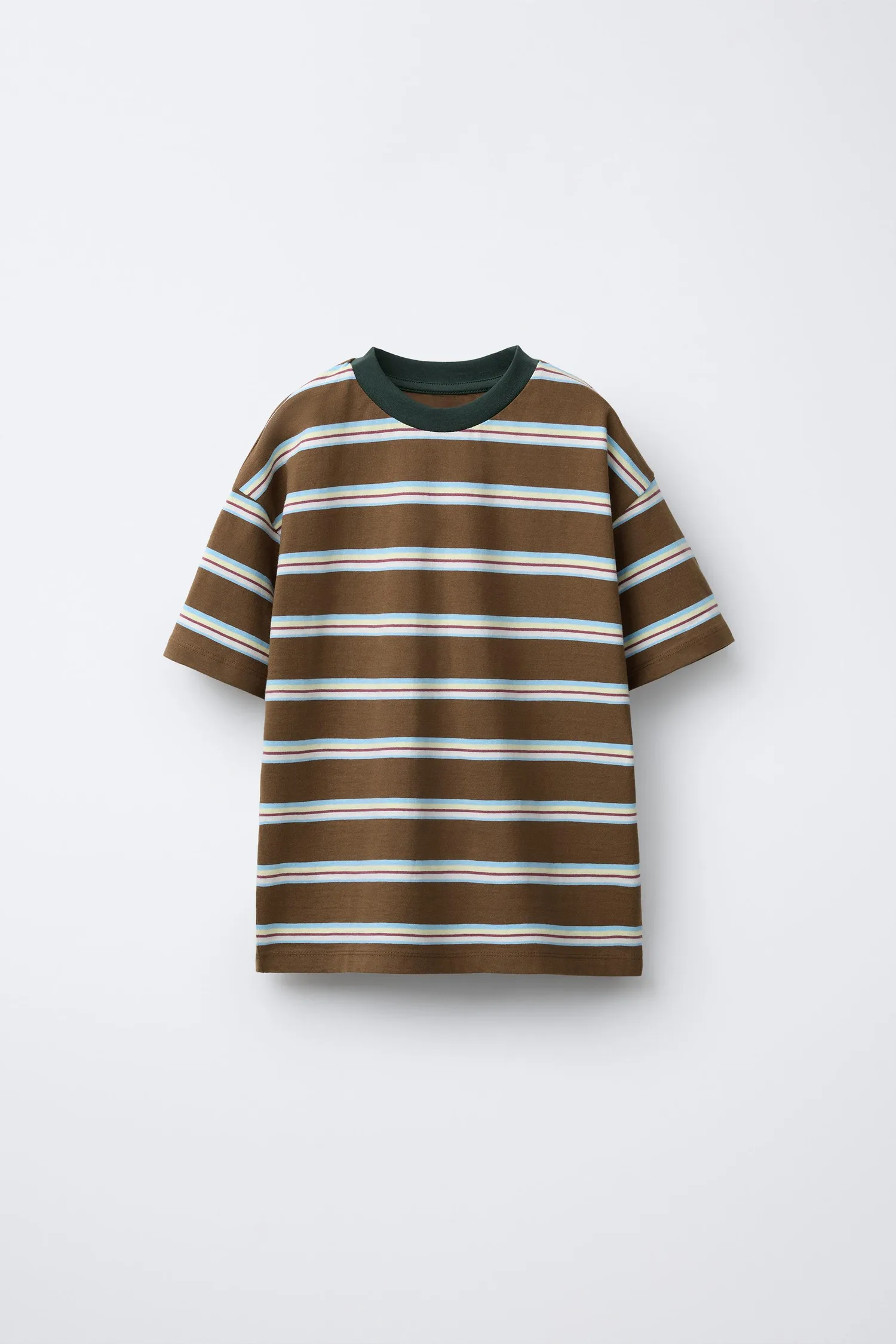 Футболка с полосатым принтом Zara, коричневый