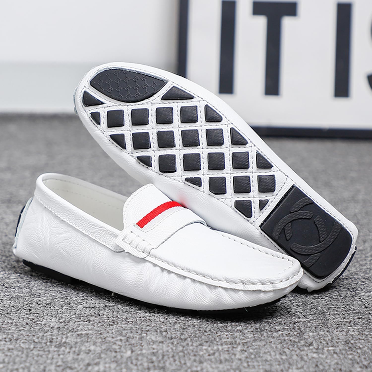 Мужские мокасины Dacnakby Penny Loafers, лоферы, слипоны с красно-белой полоской, повседневная обувь на плоской подошве, лодочные туфли — фото 3