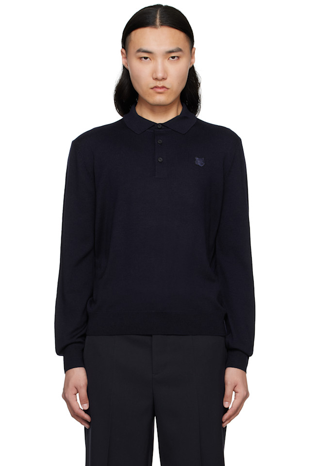 

Поло с нашивкой в виде головы лисы Bold fox Maison Kitsuné, синий