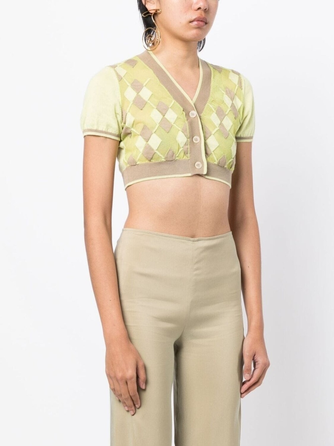 Jacquemus укороченный топ с узором аргайл, желтый — фото 3