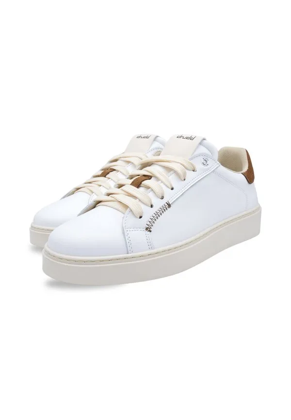 Детские кроссовки на шнуровке из кожи Drudd Italia, White/Brown — фото 3