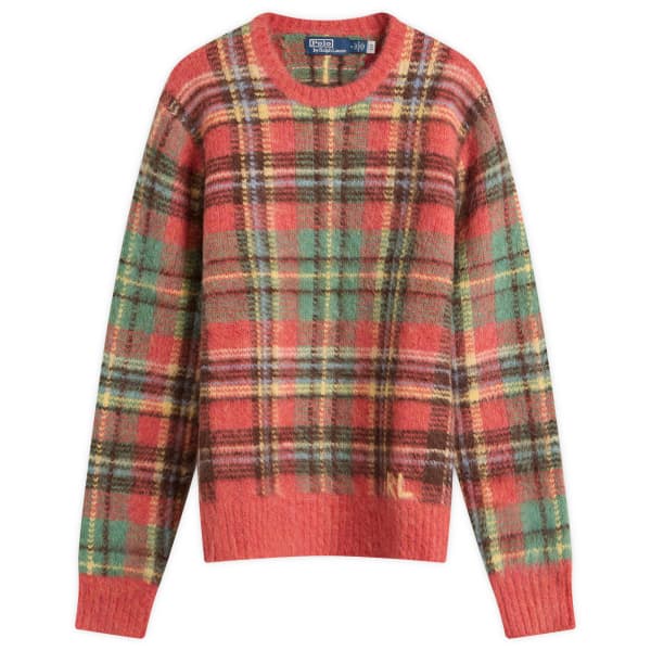 

Вязаный джемпер из мохера в клетку Polo Ralph Lauren, красный combo