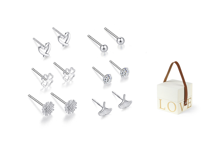 

MISS TOOYA Серьги-гвоздики из стерлингового серебра для женщин