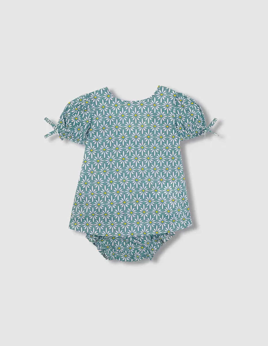 

Платье для девочки с принтом и соответствующий чехол для подгузника Gocco, бирюзовый