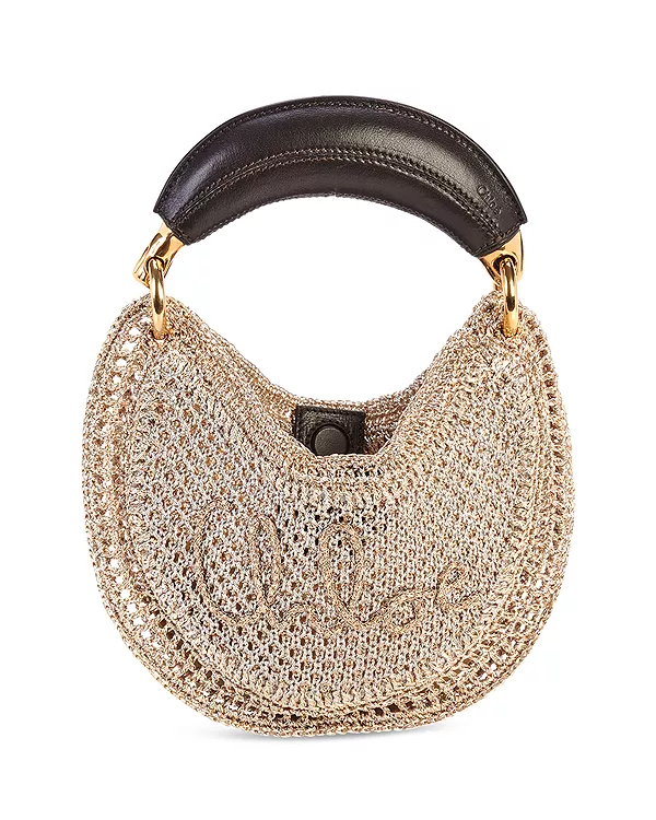 

Летняя мини-сумочка-хобо, связанная крючком, с изображением банана Chloé, золотой