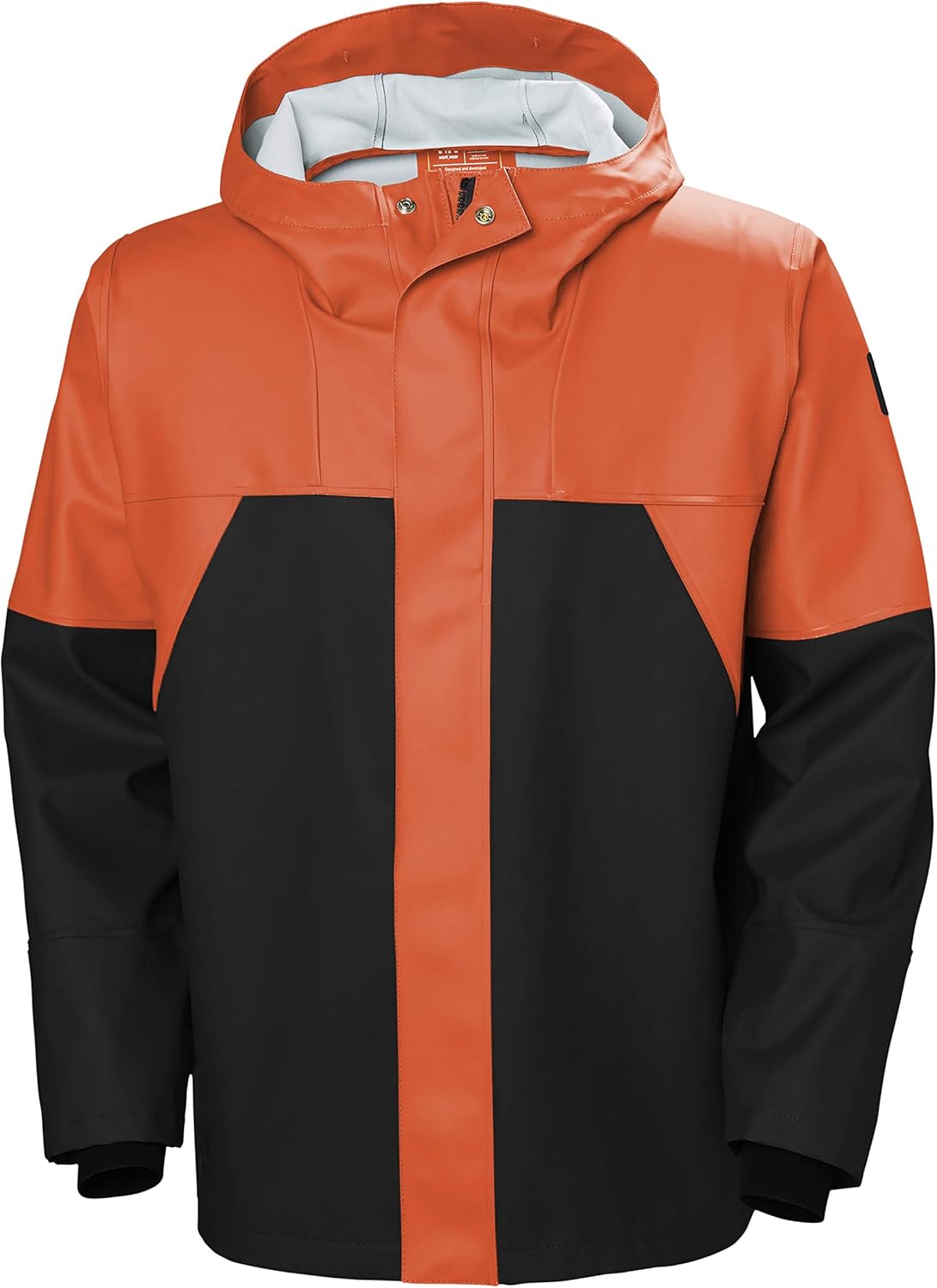 

Мужская куртка-дождевик Helly-Hansen Storm - водонепроницаемая куртка из ПВХ для мужчин - регулируемый капюшон и неопреновые манжеты - защита от дождя Helly Hansen, 299 Dark Orange/Black