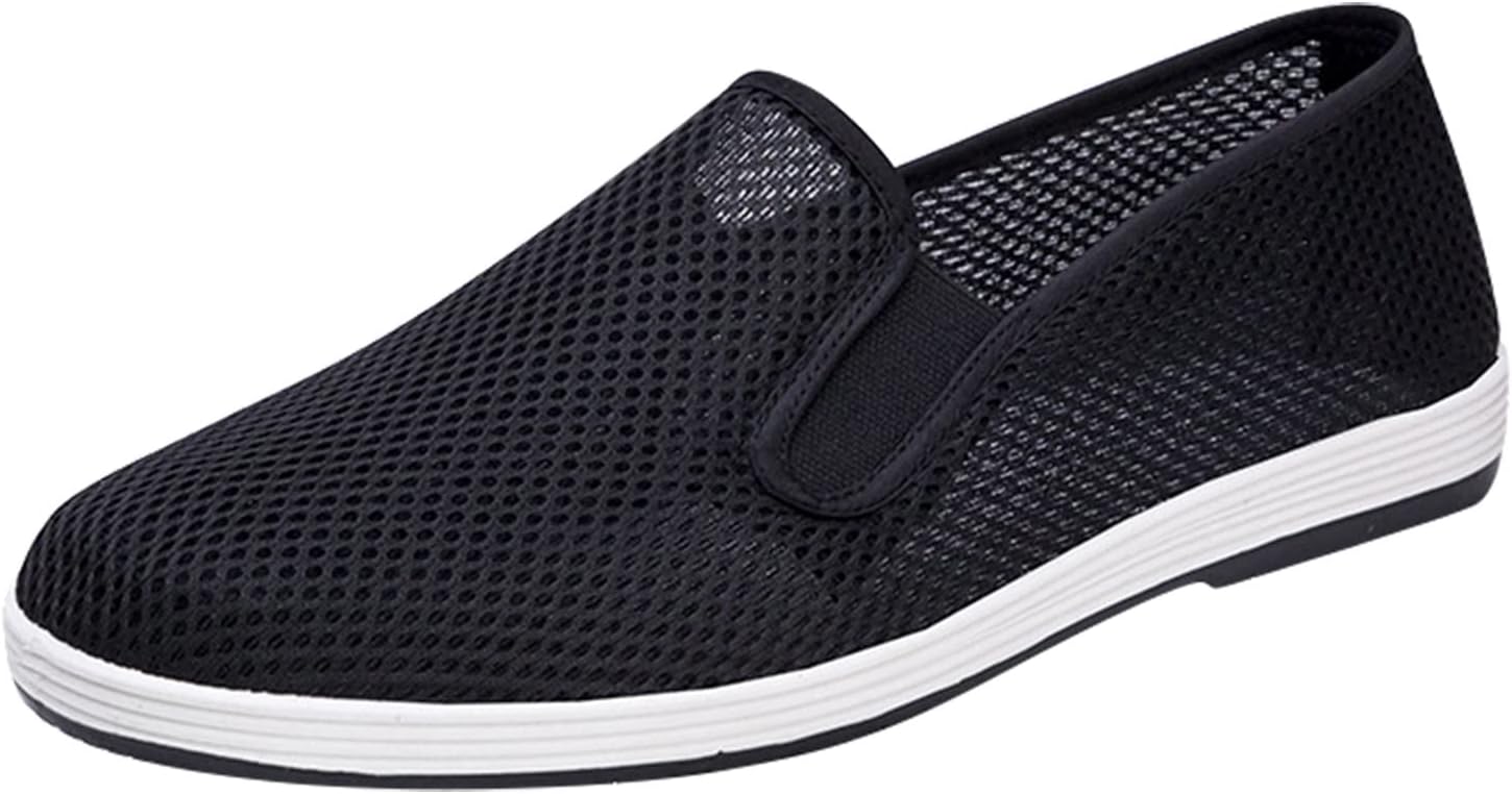 

Мужские слипоны из канвы, комфортные обувь широкого размера, повседневные легкие спортивные кроссовки, модные дышащие лоферы на низком каблуке Generic, черный