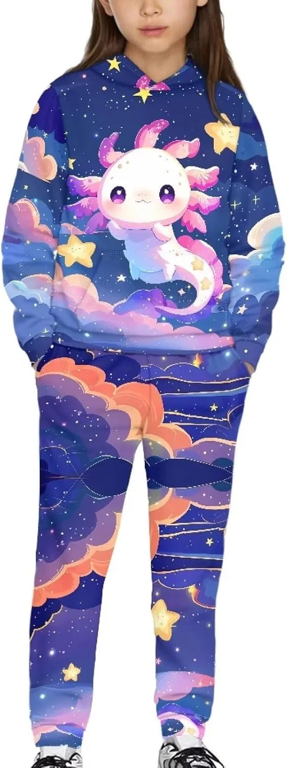 Детский спортивный костюм Galaxy Axolotl Printed, худи и штаны