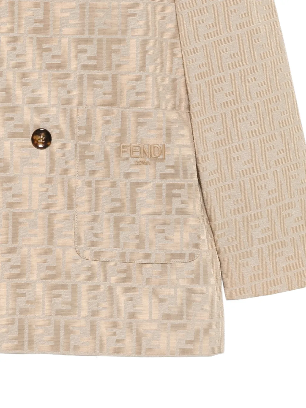Двубортное пальто с монограммой FENDI KIDS, бежевый — фото 3