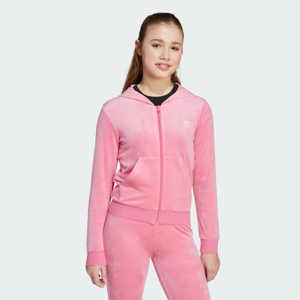 

Спортивный костюм Adidas Velour Zip Hoodie, цвет Pink Fusion/White
