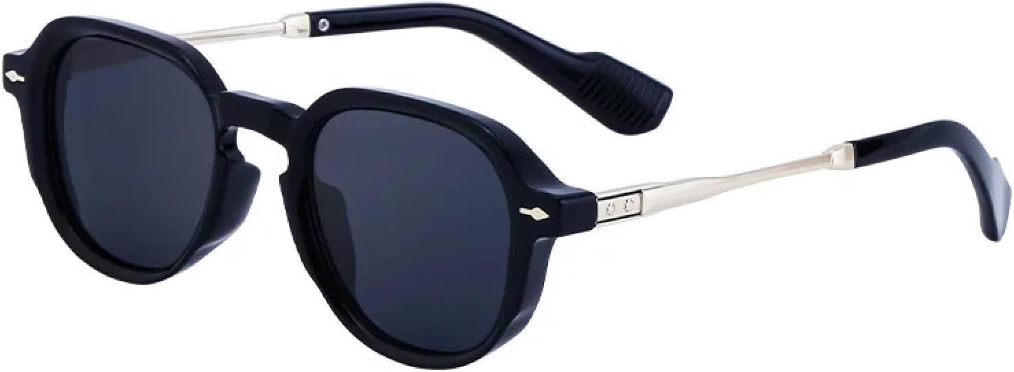 

Классические солнцезащитные очки с заклепками для женщин и мужчин, винтажные, панк, для активного отдыха, вождения, металлические, популярные, с защитой от УФ-излучения UV400 TVTBBVV, Black Gold Black