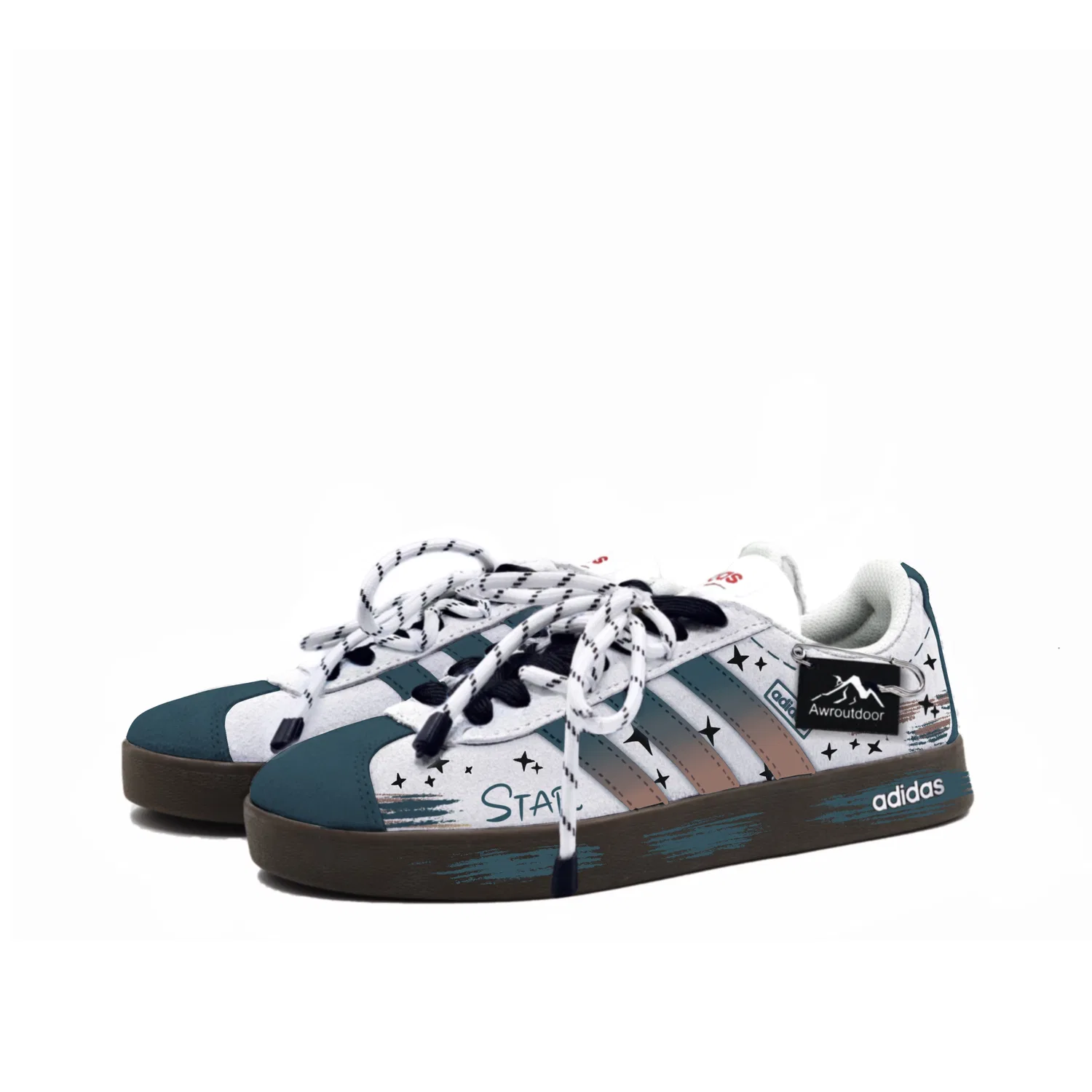 Кроссовки тренировочные Adidas VL Court 2.0 Blue White Gray Gradient — фото 4