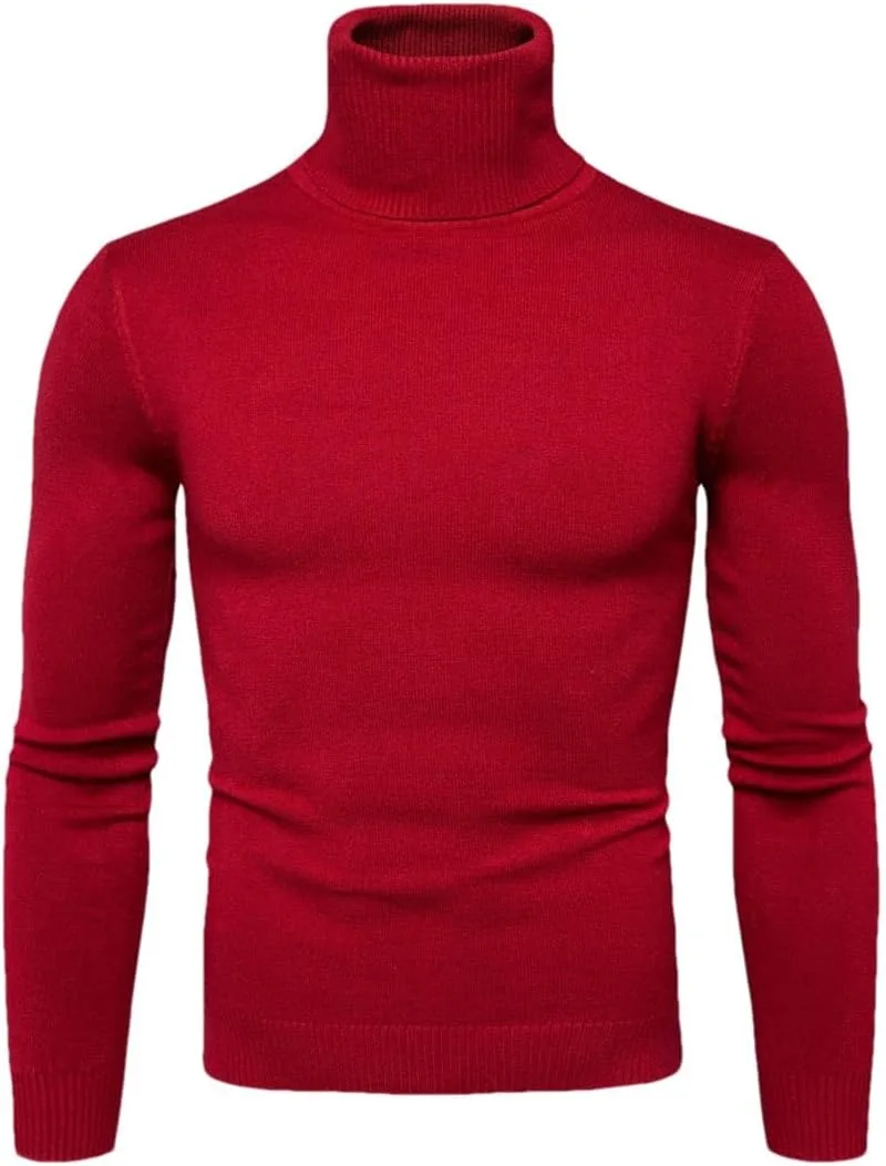 

Мужской водолазный свитер зимний однотонный вязаный