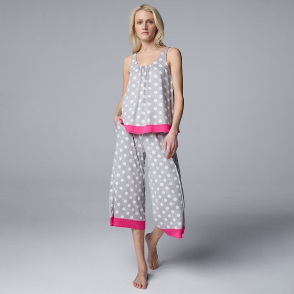 

Женский комплект для сна из топа и шорт Simply Vera Vera Wang, цвет grey heather dot