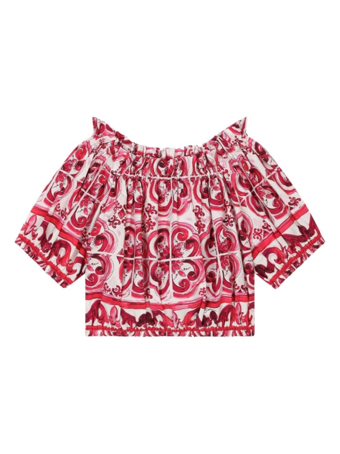 

Dolce & Gabbana поплиновый топ с принтом Majolica, красный