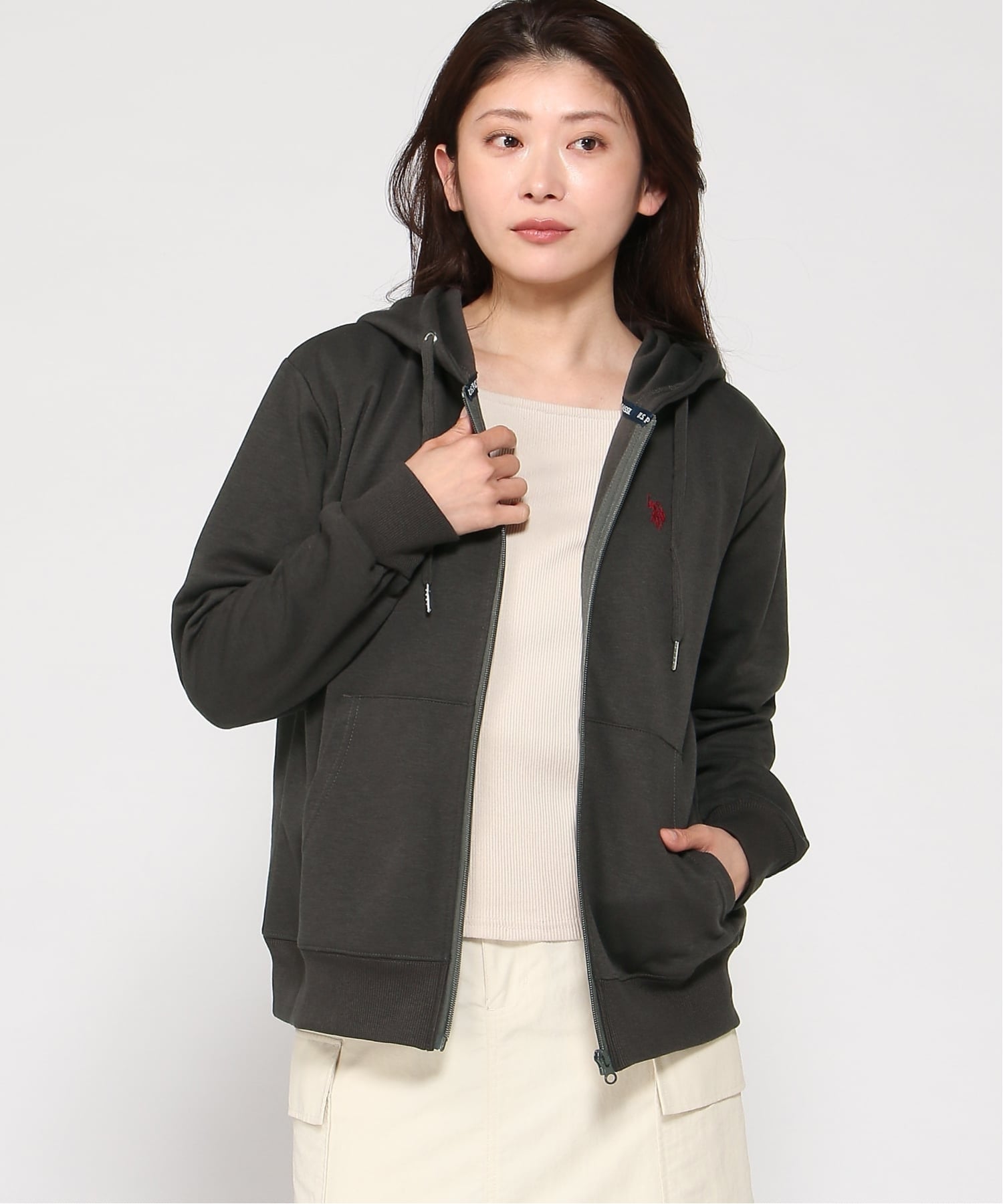 Американская ассоциация поло / (Запад) Картонная толстовка на молнии U.S. Polo Assn., Charcoal Gray — фото 2