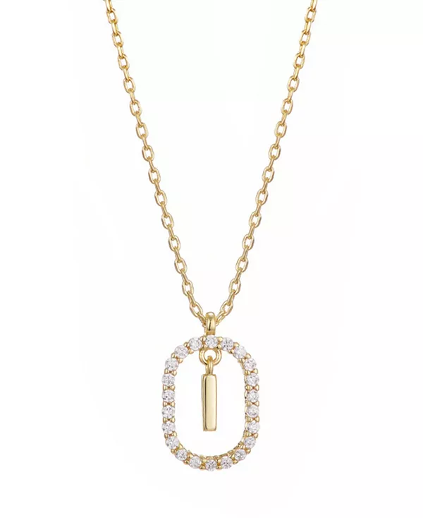 

Ожерелье с плавающей буквой из позолоченного кубического циркония Adornia, gold-i