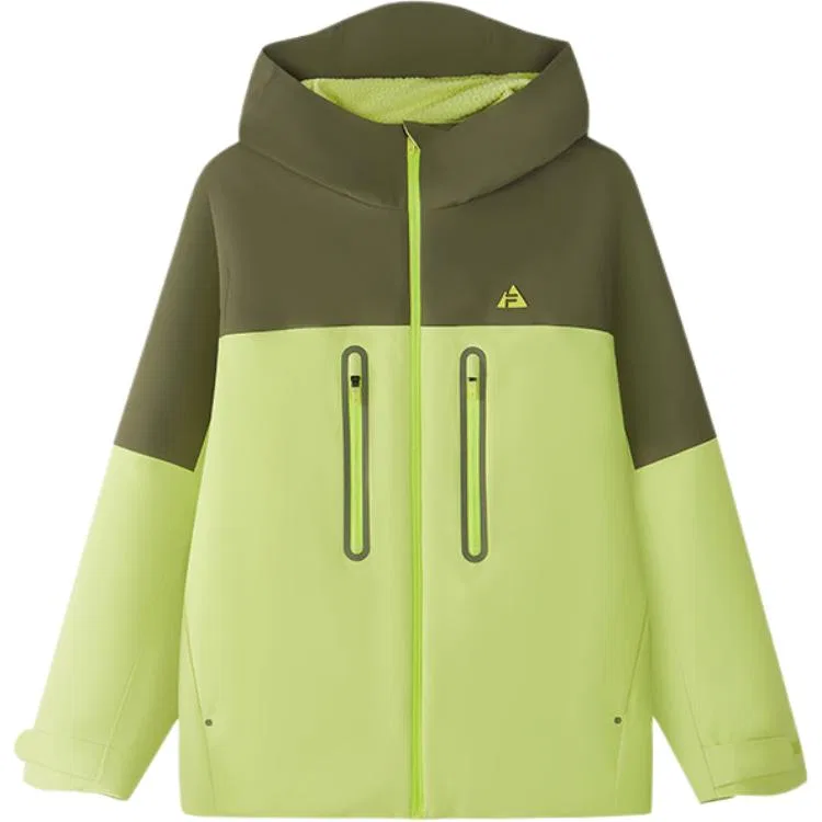 Куртка PERFORMANCE Minimalist Style Outdoor Color Block Patchwork на флисе с капюшоном свободного кроя детская FILA KIDS, Tender Shoot Yellow Green-LG