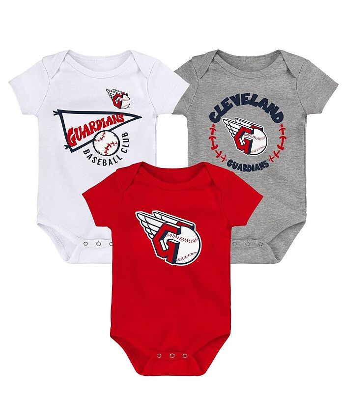 

Набор из 3 боди Cleveland Guardians Biggest Little Fan для мальчиков и девочек, красный, белый и Хизер-серый Outerstuff, мультиколор