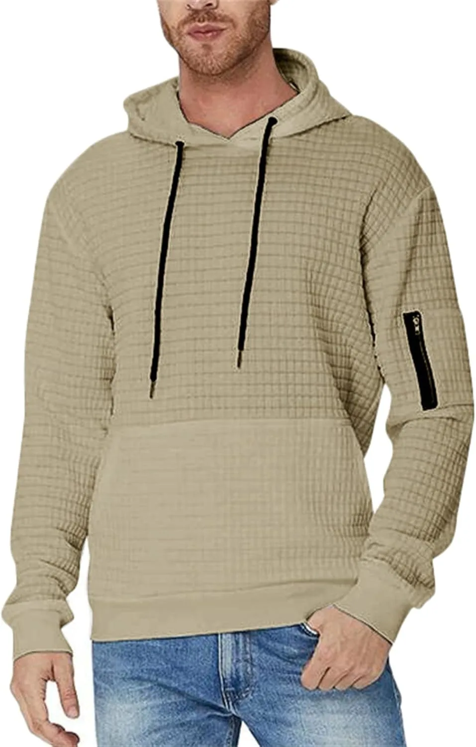 

Свитшот с капюшоном мужской, однотонный, с длинным рукавом и карманом lonwick