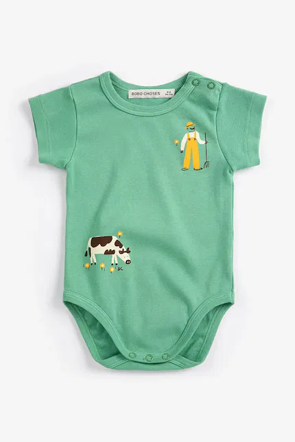 Боди с коротким рукавом Farm Adventure Bobo Choses, бирюзовый — фото 2