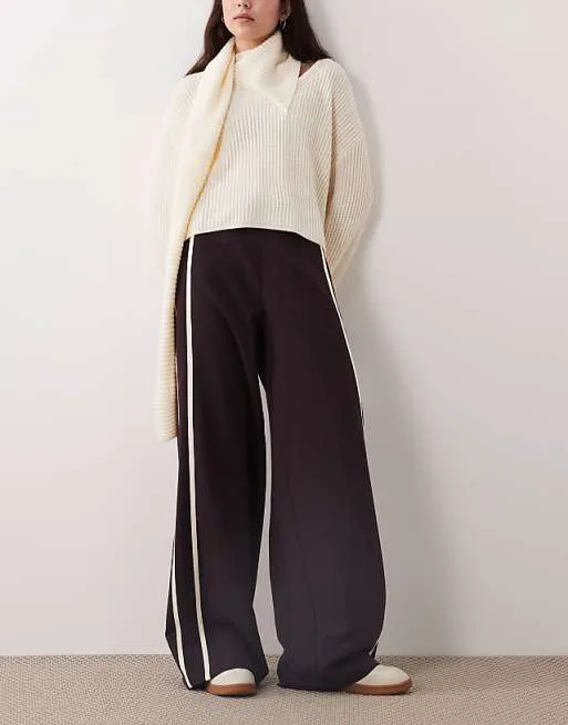 

Прямые брюки Mango с завязкой на талии и полоской по бокам в рис