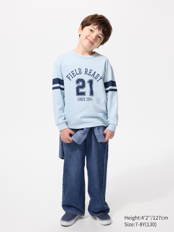 Хлопковая футболка AIRism с графикой, длинный рукав Uniqlo, 61 blue — фото 2