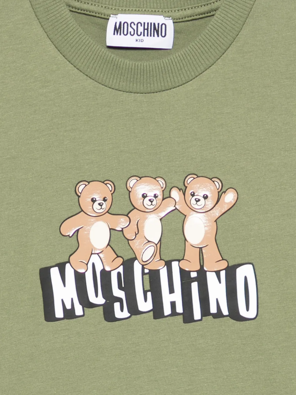 Джемпер с принтом медведя Moschino Kids, зеленый — фото 3