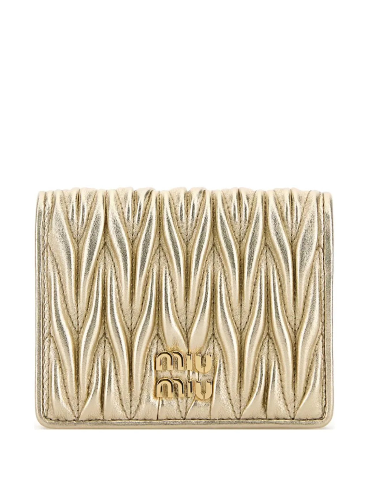 

Маленький кошелек Miu Miu из кожи матлассе, золотой