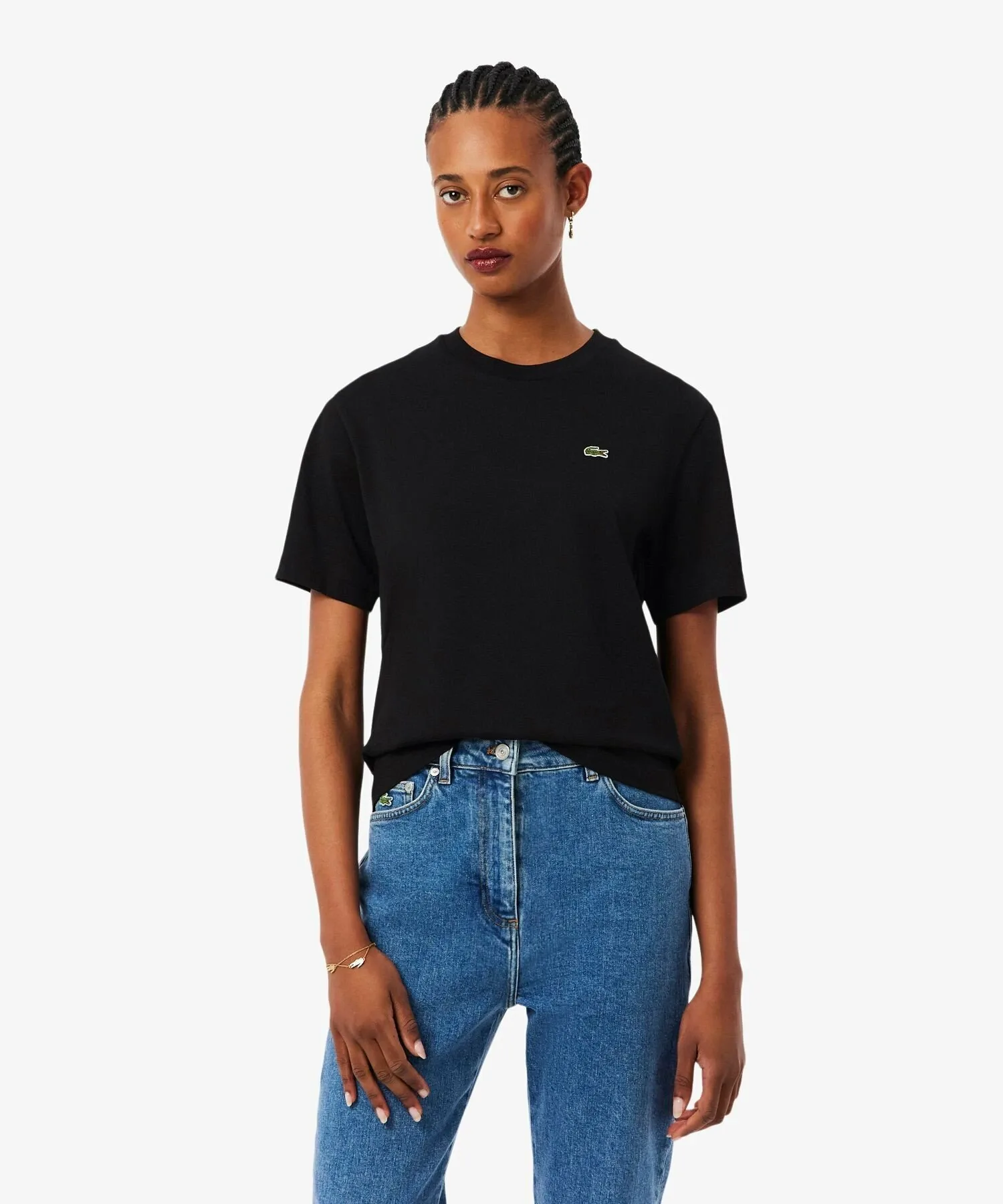 Футболка LACOSTE, Black, с коротким рукавом, из хлопка пима