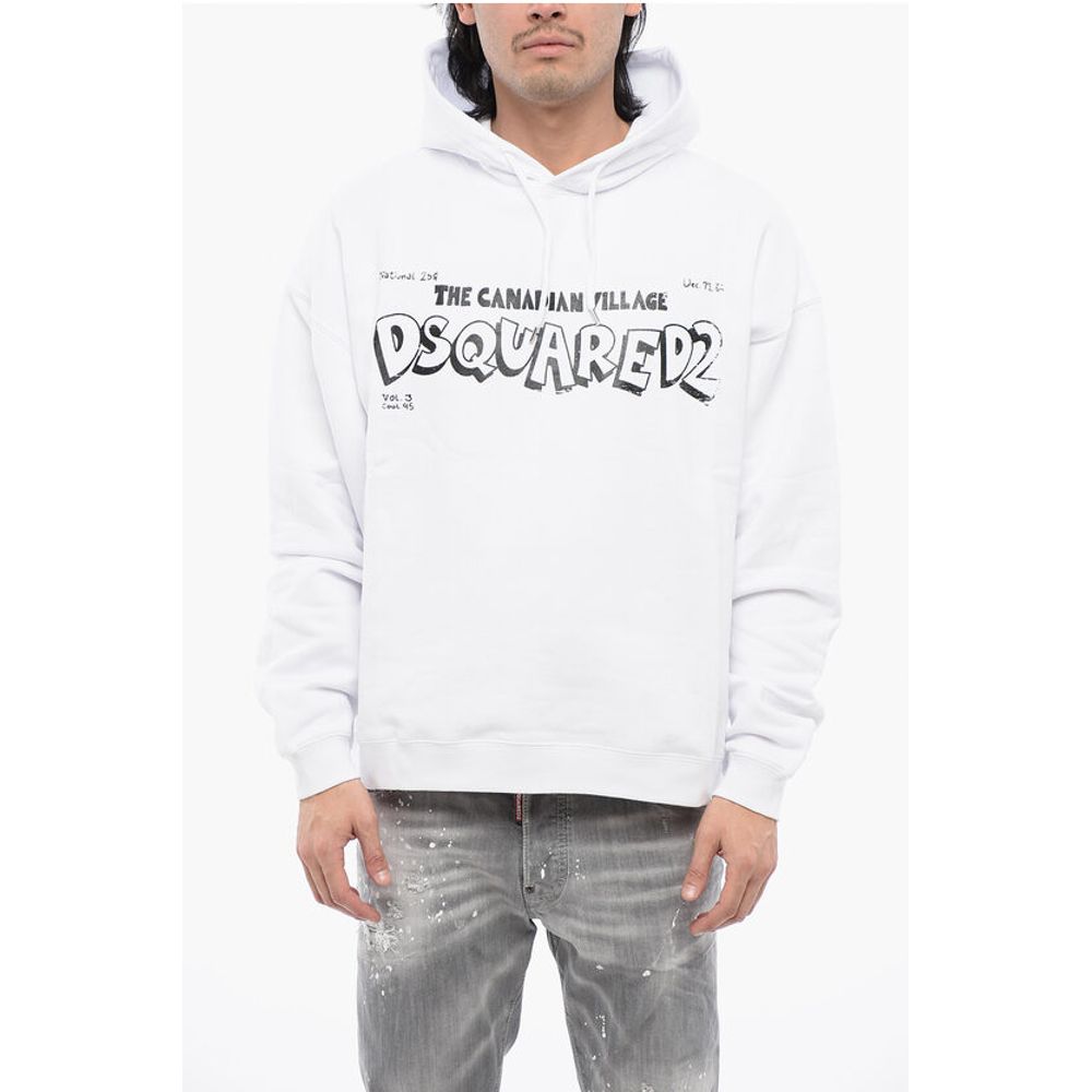 

Толстовка с капюшоном CANADIAN VILLAGE из начесаного хлопка Dsquared2, White