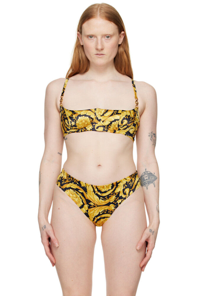 

Черный и желтый бюстгальтер Barocco Versace Underwear