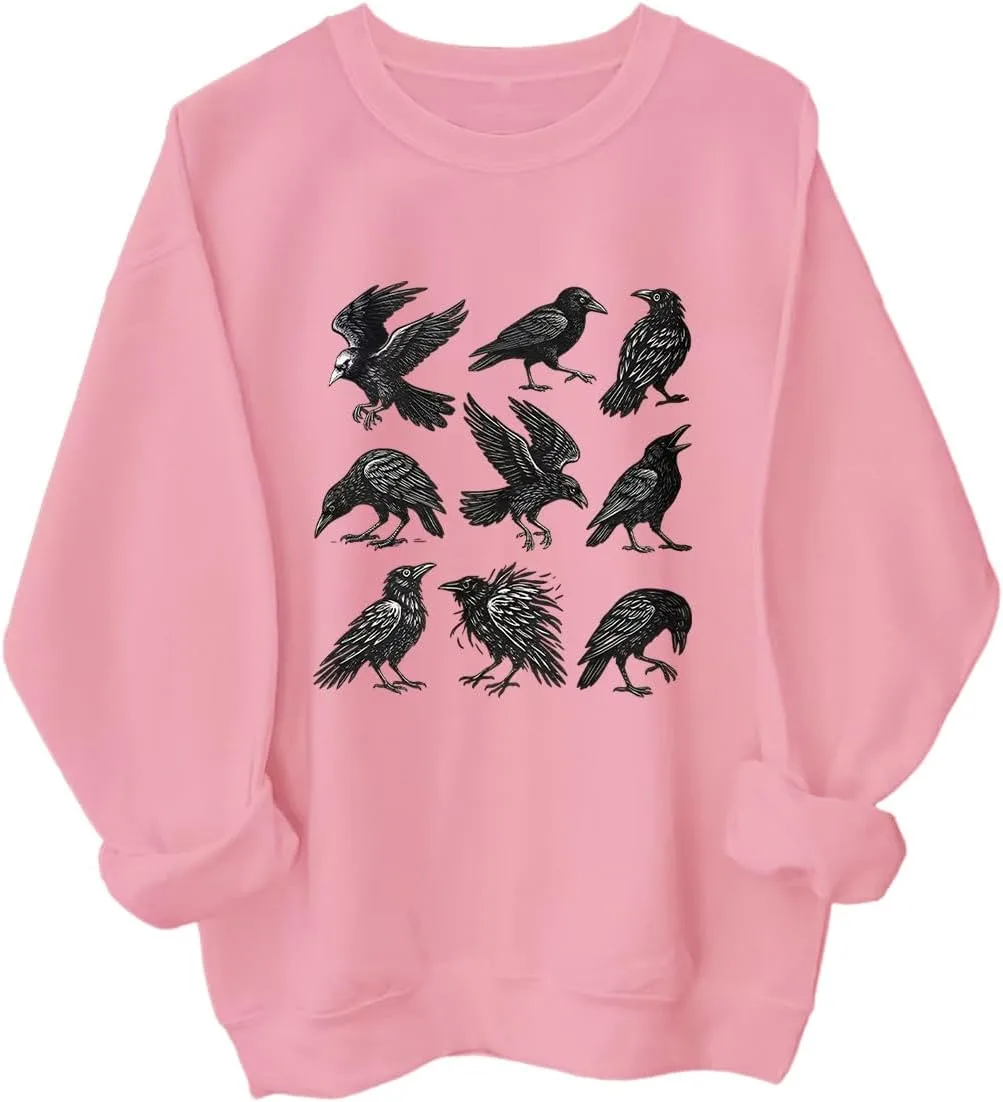 

Готический свитшот с принтом ворона, худи с длинными рукавами Racsea